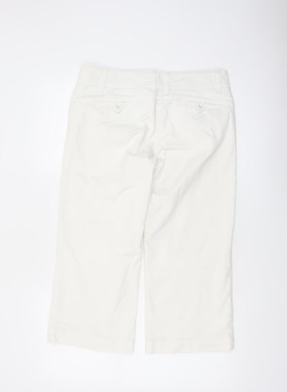 Monsoon Women Ivory Cropped Chino Trousers Size 12 Cotton Blend