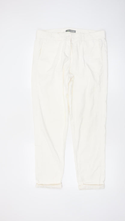 Marks and Spencer Women’s Ivory Chino Trousers Size 12 Cotton Stretch