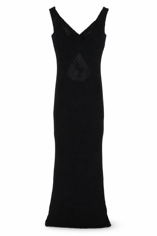 PRETTYLITTLETHING Women's Black Long Knit Bodycon Dress S