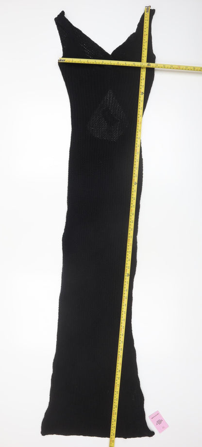 PrettyLittleThing Women's Black Long Knit Bodycon Dress S