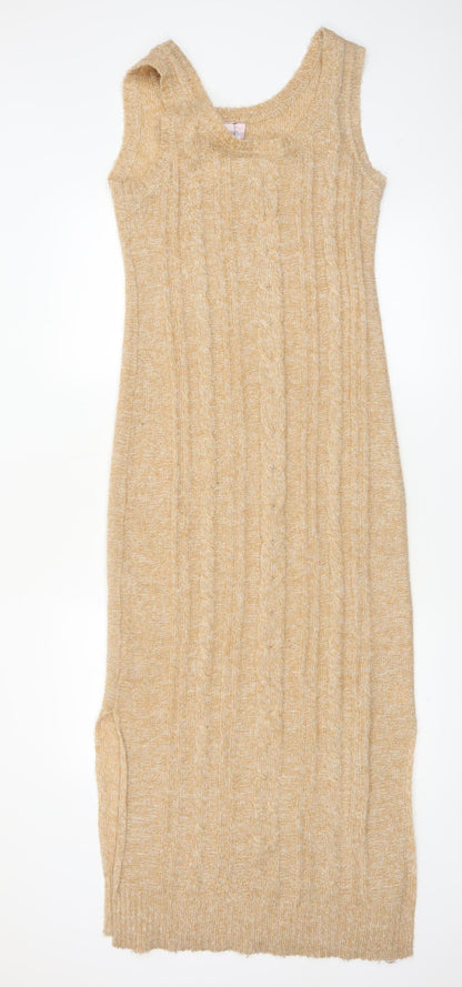 Romeo & Juliet Couture Women Beige Knit Midi Tank Dress M