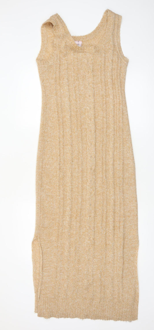 Romeo & Juliet Couture Women Beige Knit Midi Tank Dress M
