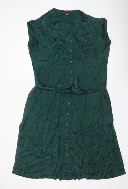 Joe Browns Womens Green Sleeveless Button Shirt Dress Size 18