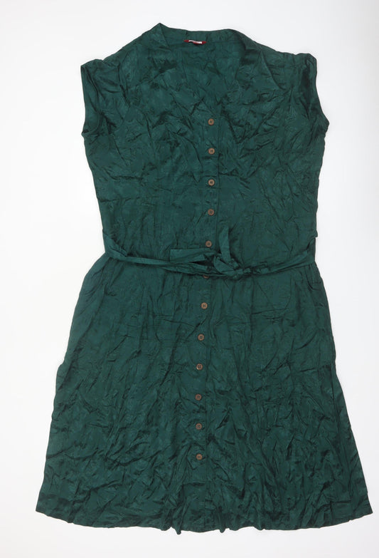 Joe Browns Womens Green Sleeveless Button Shirt Dress Size 18