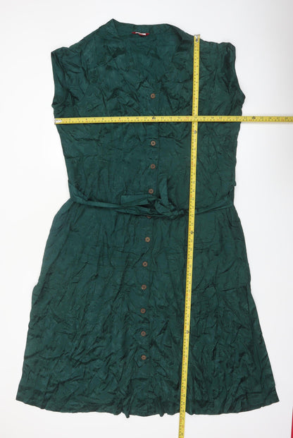 Joe Browns Womens Green Sleeveless Button Shirt Dress Size 18