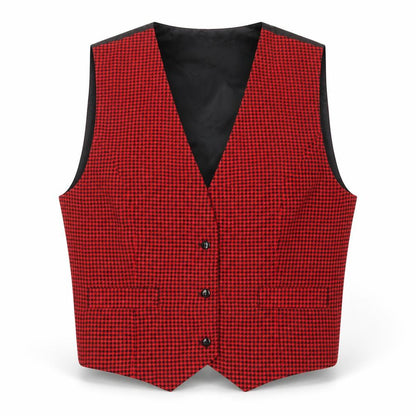 Colorayons Women's Red Houndstooth Petites Waistcoat Vest Small