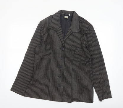 Danielle B Women Black Pinstripe Suit Jacket Size 12 Classic Fit