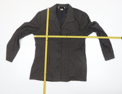 Danielle B Women Black Pinstripe Suit Jacket Size 12 Classic Fit