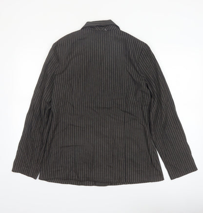 Danielle B Women Black Pinstripe Suit Jacket Size 12 Classic Fit