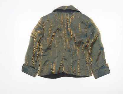 J.R. Nites by Carol Lin Women's Green Gold Blazer Size 10 Satin Finish