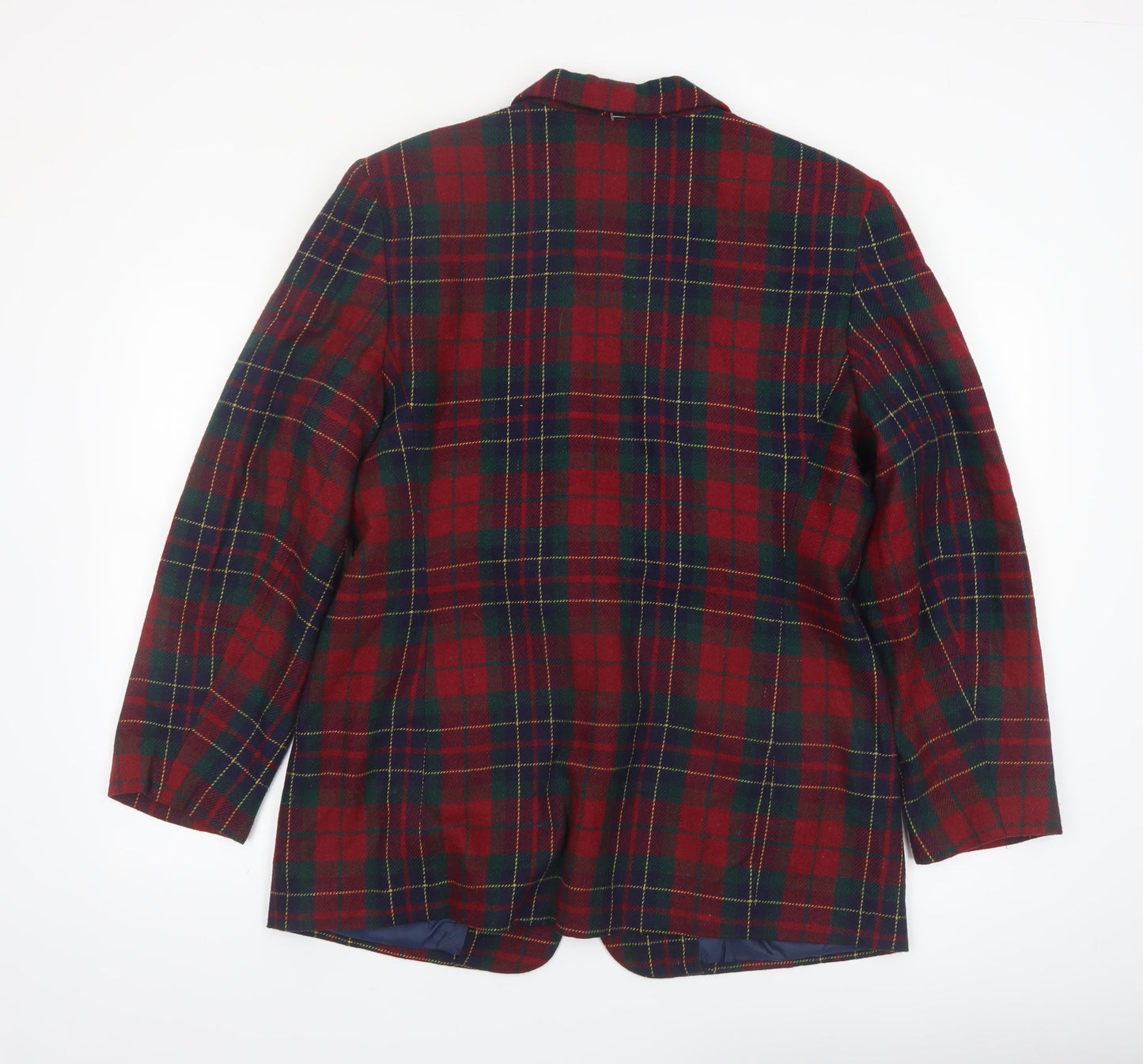 Requirements Women's Red Tartan Wool Blend Single-Breasted Blazer Size 12