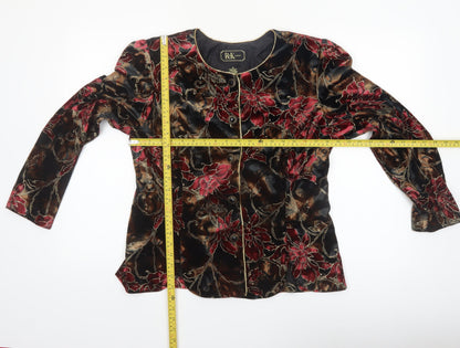 R&K Women’s Multicoloured Floral Velvet Blazer Jacket Size 12