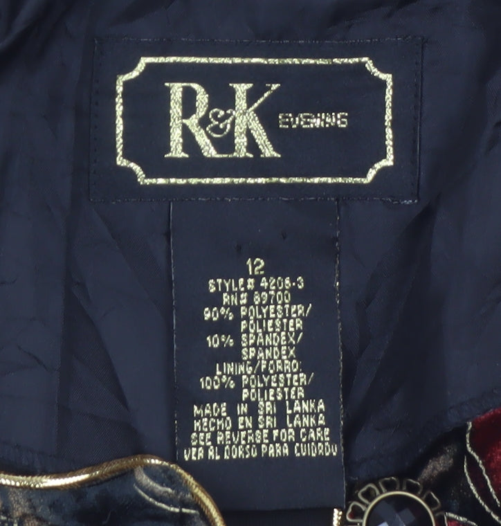 R&K Women’s Multicoloured Floral Velvet Blazer Jacket Size 12