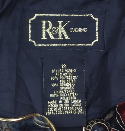 R&K Women’s Multicoloured Floral Velvet Blazer Jacket Size 12