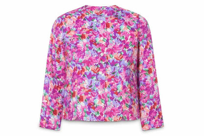 Liz Claiborne Women Pink Floral Button-Up Blouse Petite Size 10