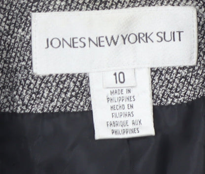 Jones New York Suit Women Grey Single-Breasted Blazer Size 10 Wool-Look