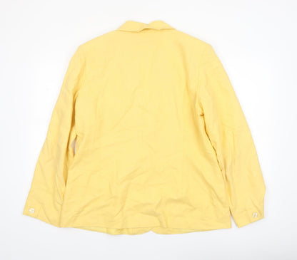 Chadwick's Women Yellow Linen Cotton Blazer Jacket Size 16