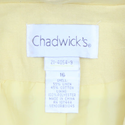Chadwick's Women Yellow Linen Cotton Blazer Jacket Size 16