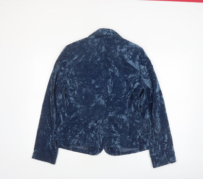 Olsen Women Blue Velvet Look Single Breasted Blazer Size 12