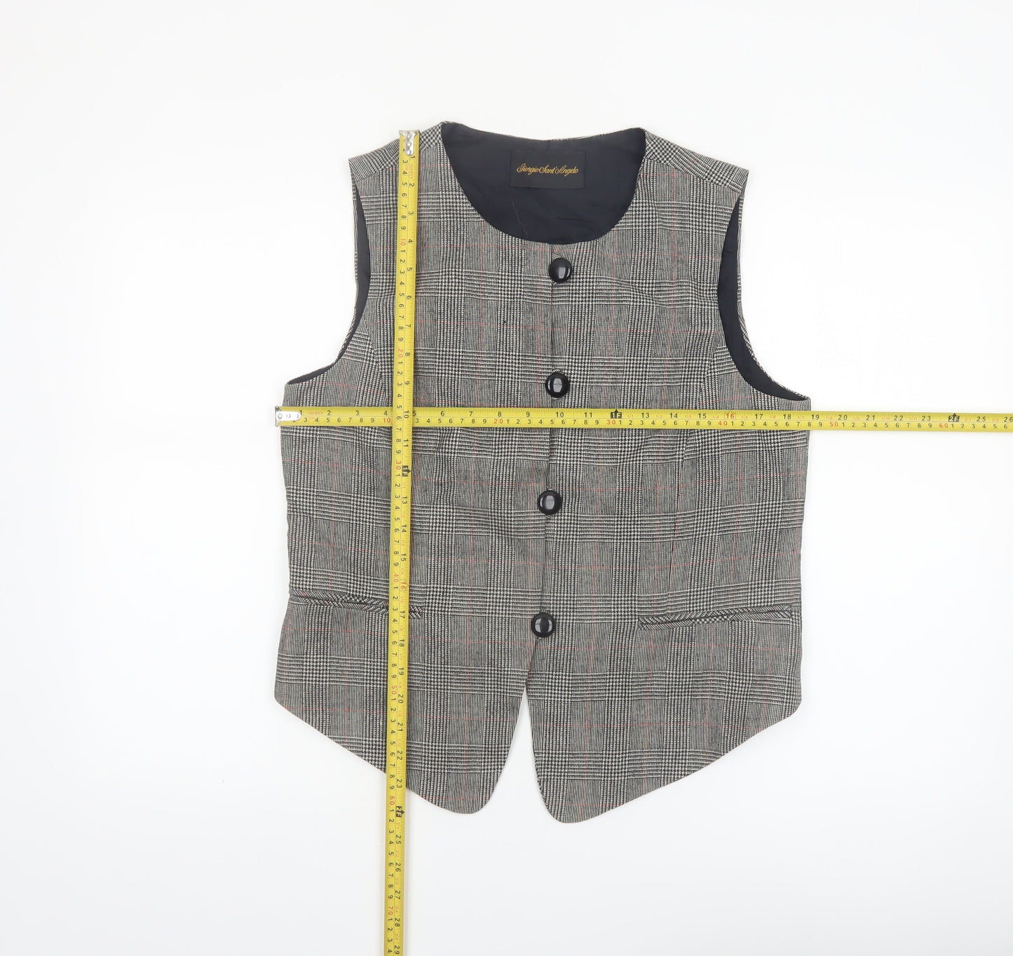 Giorgio Sant' Angelo Women's Grey Check Suit Waistcoat M Classic Fit