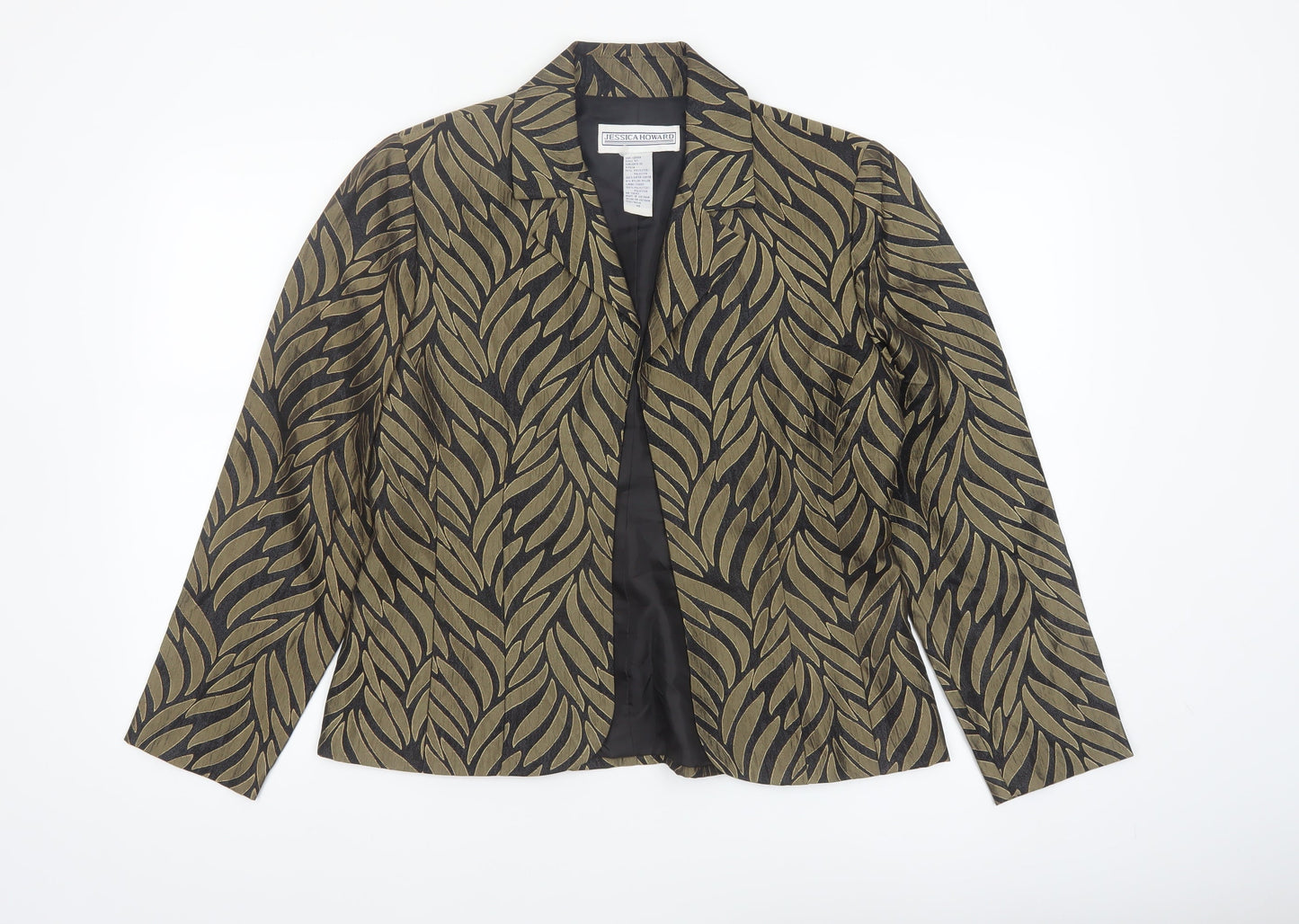 Jessica Howard Women's Black Gold Patterned Blazer Size 10 Classic Fit