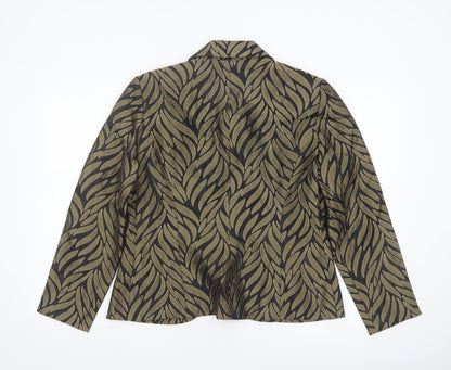 Jessica Howard Women's Black Gold Patterned Blazer Size 10 Classic Fit