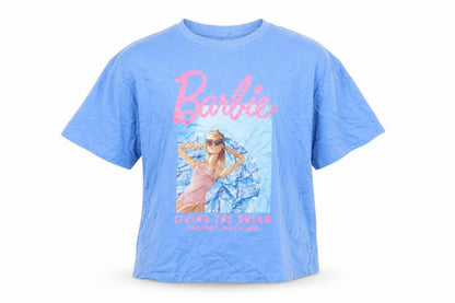 Front view of Marks & Spencer girls’ blue barbie graphic t-shirt 12-13 years