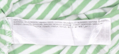 MNG Women's Green White Striped Cotton T-Shirt Size 12