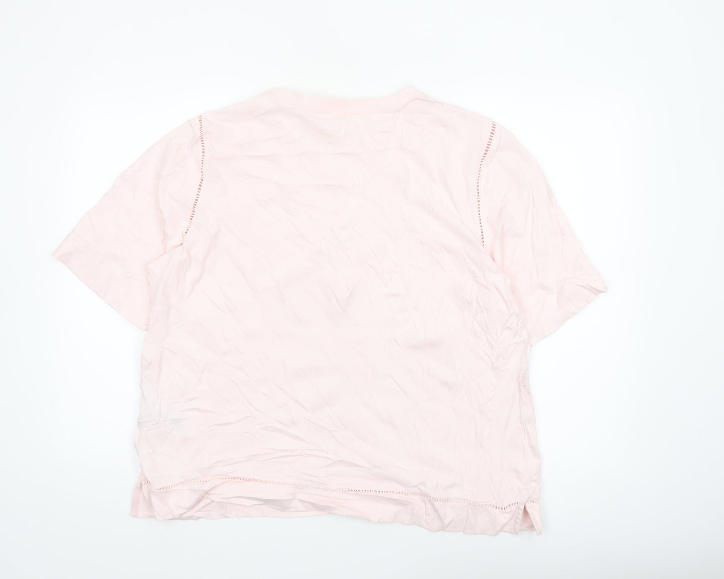 Marks and Spencer Per Una Women's Pink Cotton Short Sleeve Blouse Size 16