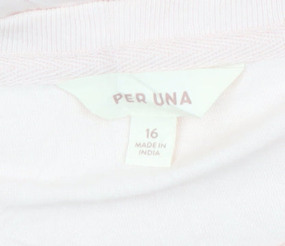 Marks and Spencer Per Una Women's Pink Cotton Short Sleeve Blouse Size 16
