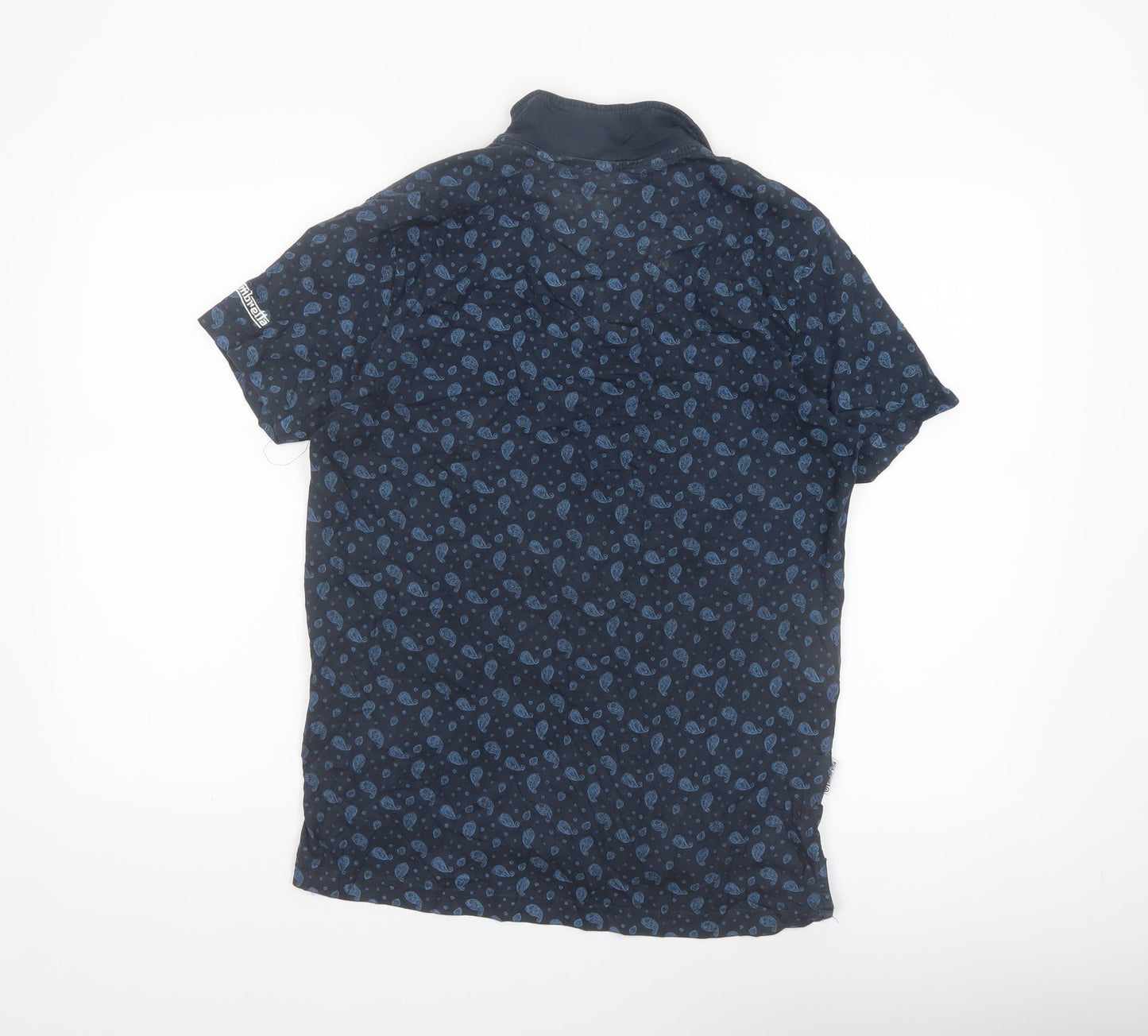 Lambretta Men's Blue Small Skull Print Cotton Polo Shirt