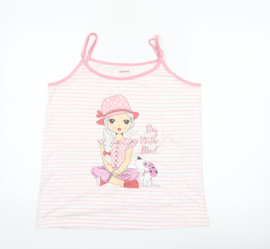 Turquesa Women Pink Striped Cami Nightshirt Cotton L
