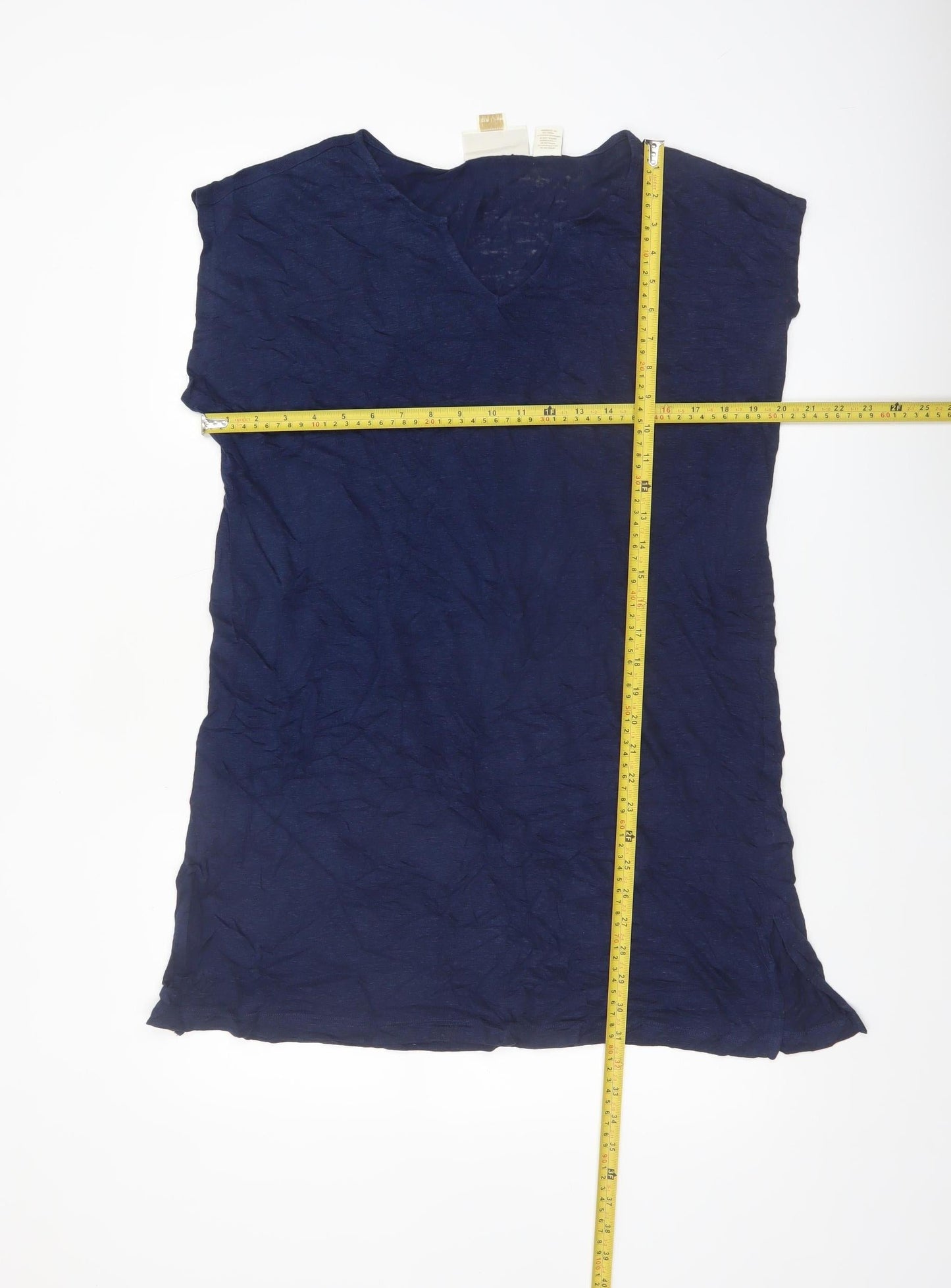 Cynthia Rowley Women's Blue Linen V-Neck Sleeveless Top Size L