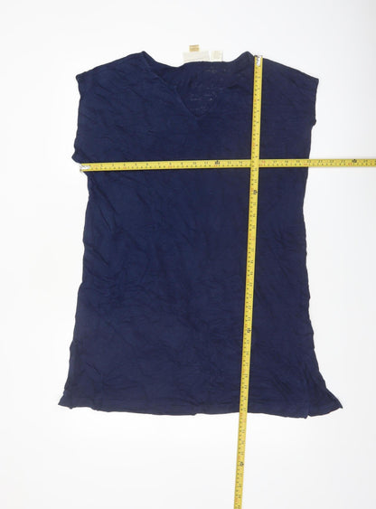 Cynthia Rowley Women's Blue Linen V-Neck Sleeveless Top Size L