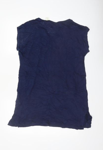 Cynthia Rowley Women's Blue Linen V-Neck Sleeveless Top Size L
