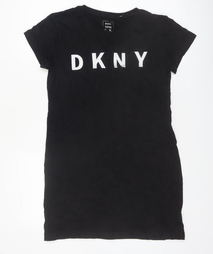 DKNY Women’s Black T-Shirt Dress S Short Sleeve Jersey Logo