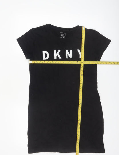 DKNY Women’s Black T-Shirt Dress S Short Sleeve Jersey Logo
