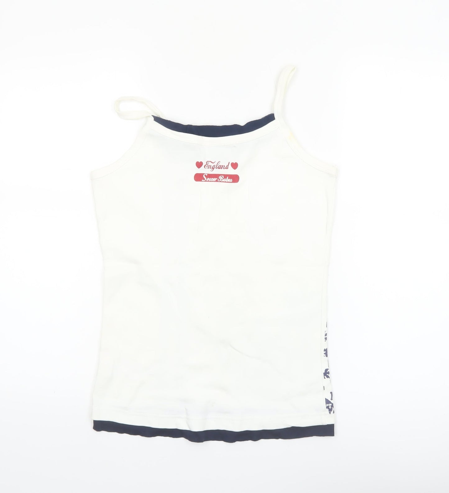Soccer Babes Women's White England Crest Cotton Camisole Top Size 12