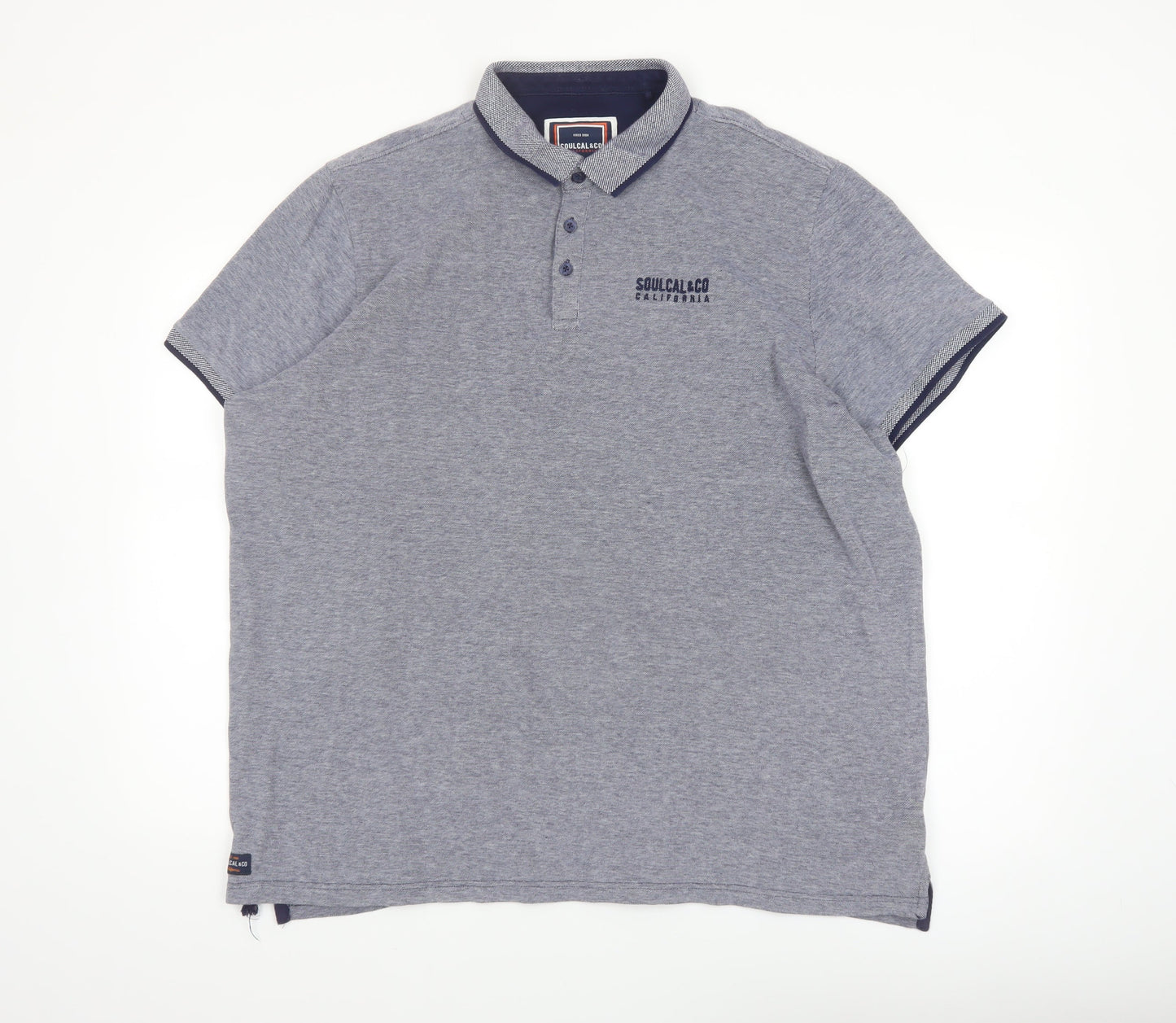 SoulCal & Co Men's Grey 3XL Cotton Short Sleeve Polo Shirt