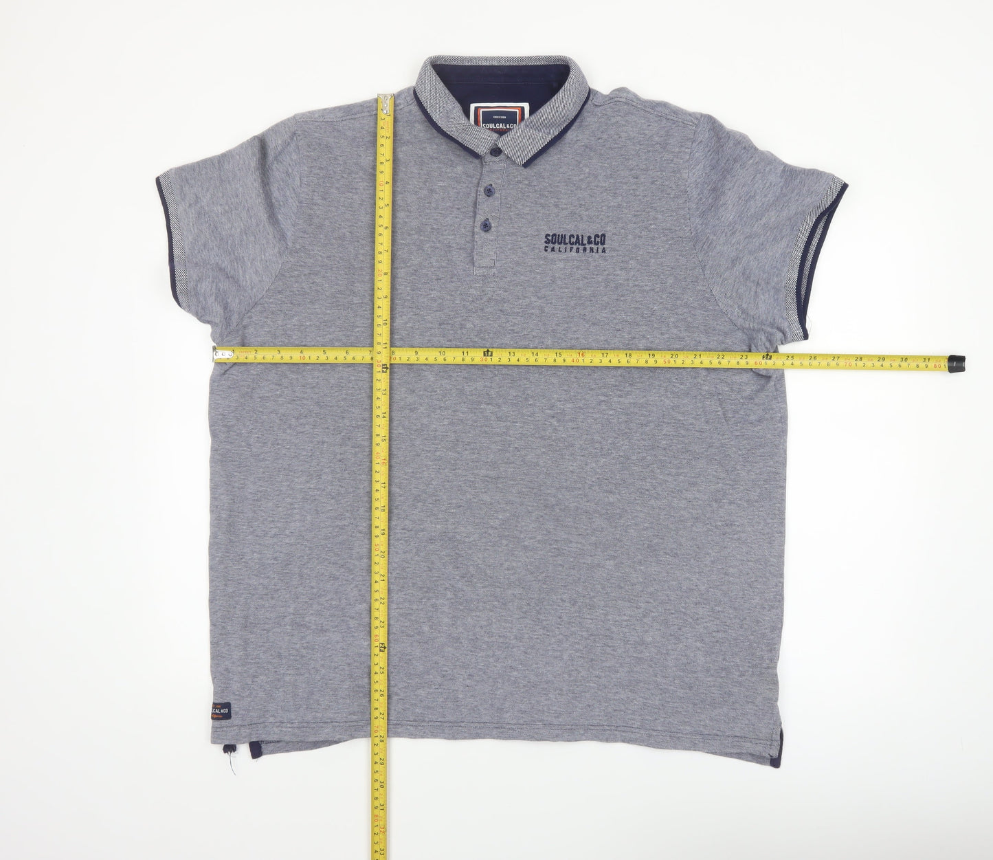 SoulCal & Co Men's Grey 3XL Cotton Short Sleeve Polo Shirt