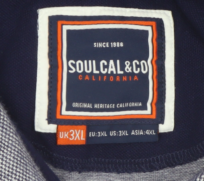 SoulCal & Co Men's Grey 3XL Cotton Short Sleeve Polo Shirt