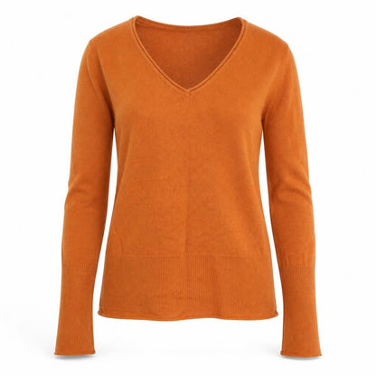 Marks and Spencer Per Una Brown Wool V-Neck Long Sleeve Polo M