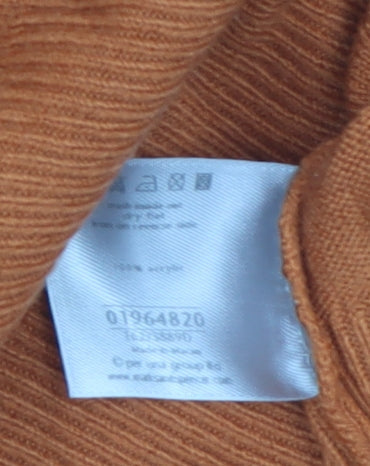 Marks and Spencer Per Una Brown Wool V-Neck Long Sleeve Polo M