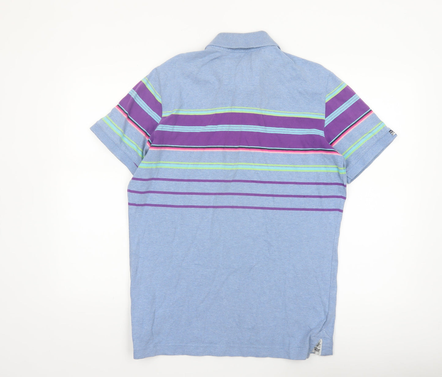 Superdry Men's Blue Striped Cotton Polo Shirt Size XL Classic Fit