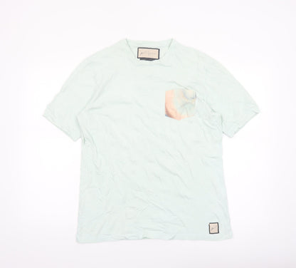 Prévu Men’s Mint Green Crew Neck Cotton Pocket T-Shirt Size L