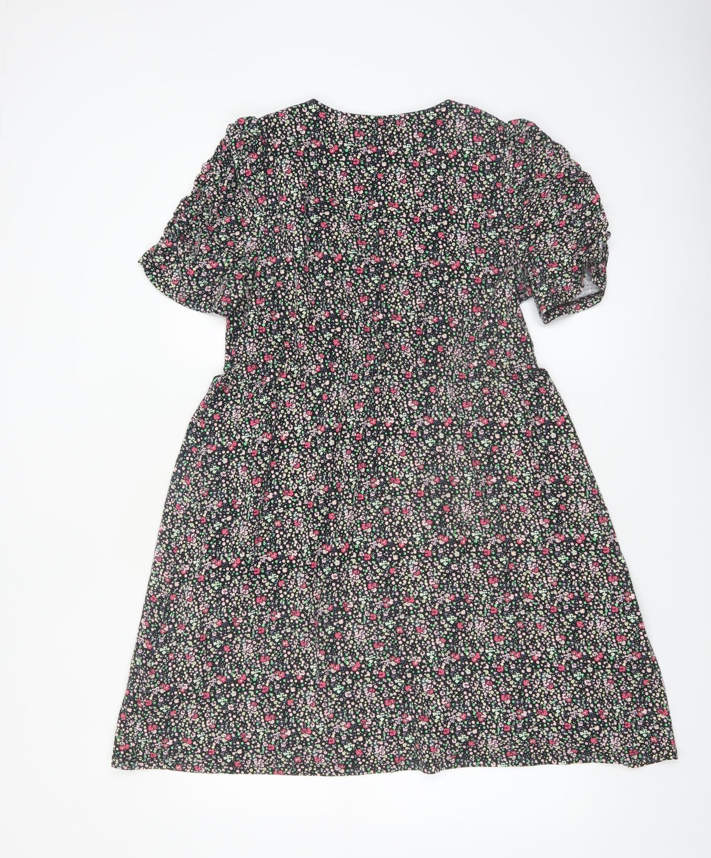 Red Herring Womens Black Floral A-Line Knee Length Dress Size 14