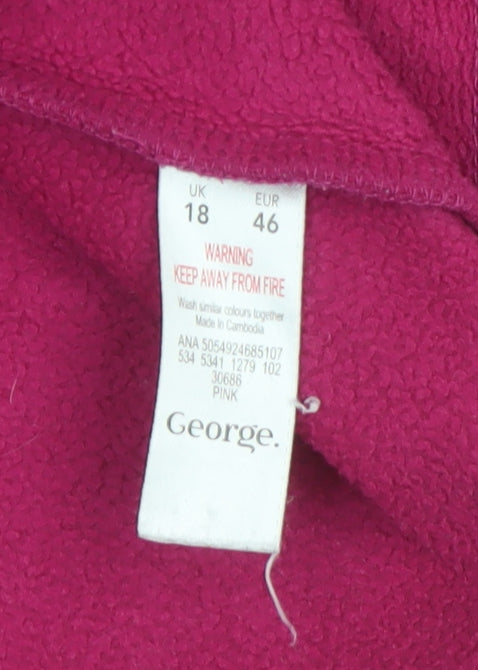 George Women Pink Full Zip Hooded Fleece Jacket Size 18