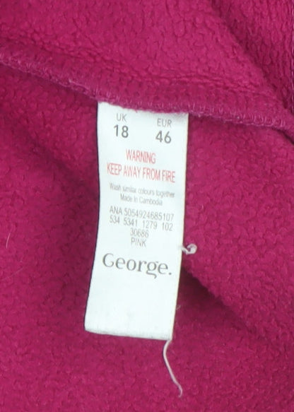 George Women Pink Full Zip Hooded Fleece Jacket Size 18