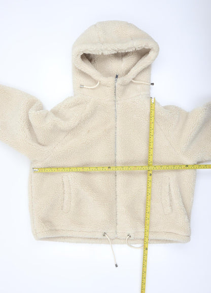 Primark Women Beige XL Hooded Fleece Zip Jacket Winter Warm