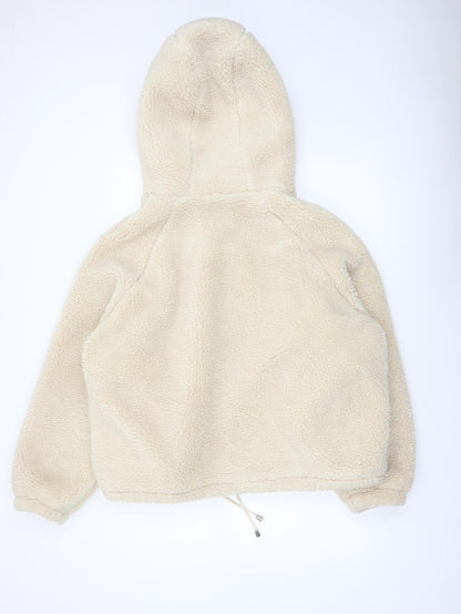 Primark Women Beige XL Hooded Fleece Zip Jacket Winter Warm